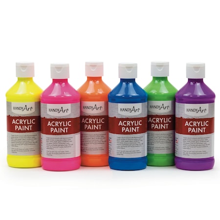 Handy Art Acrylic Paint, 8 oz., 6 Fluorescent Colors 881-022